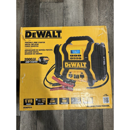 DEWALT Portable Power 2000 Peak Amp Jump Starter w/Digital Compressor NO CHARGER