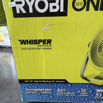 RYOBI Whisper Series 18V ONE+ 12 in Hybrid Misting Fan 1400 CFM PCL850B