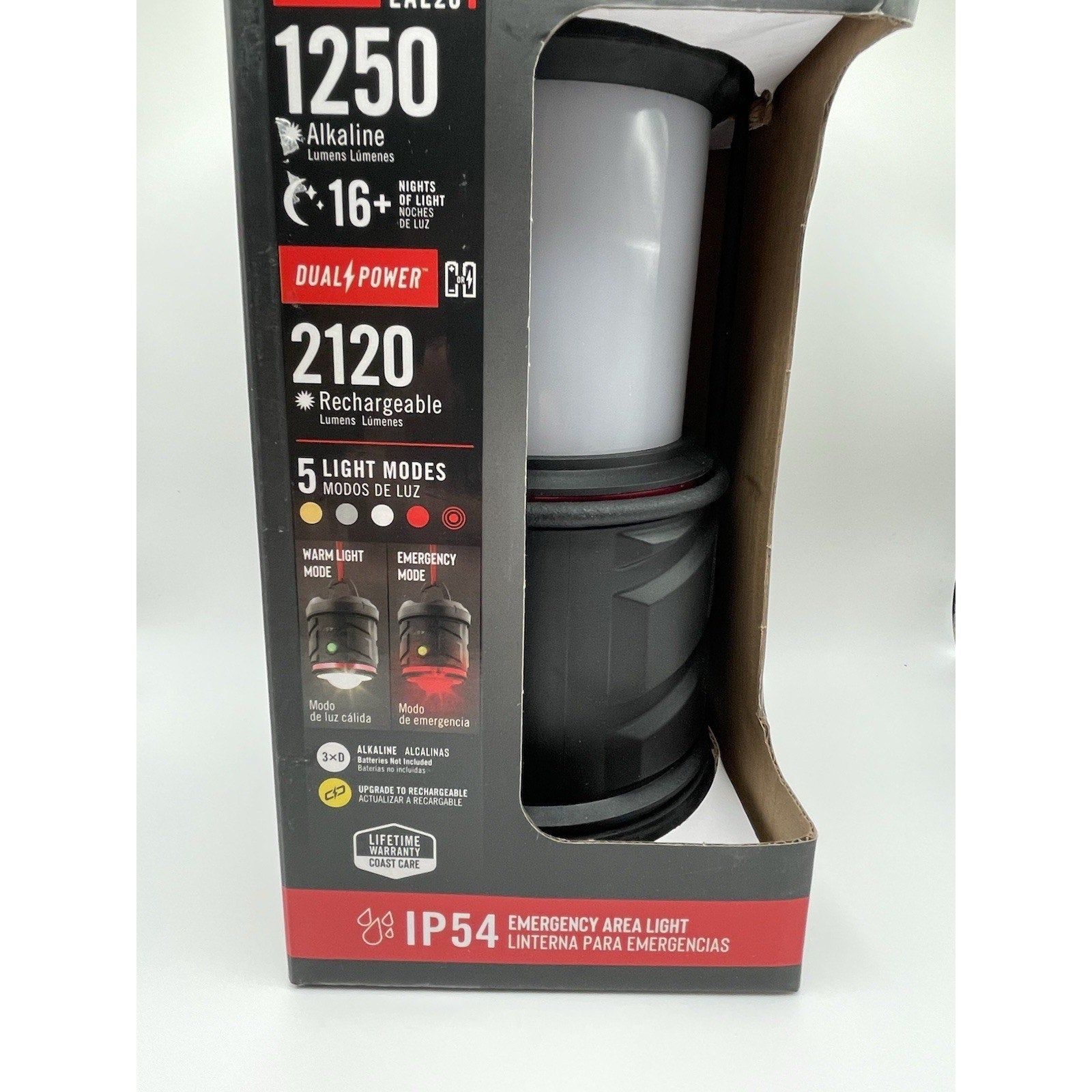 Coast EAL26 1250 Lumens Alkaline Battery Dual Power Camping Lantern Flashlight