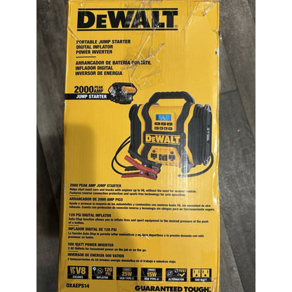 DEWALT Portable Power 2000 Peak Amp Jump Starter w/Digital Compressor NO CHARGER