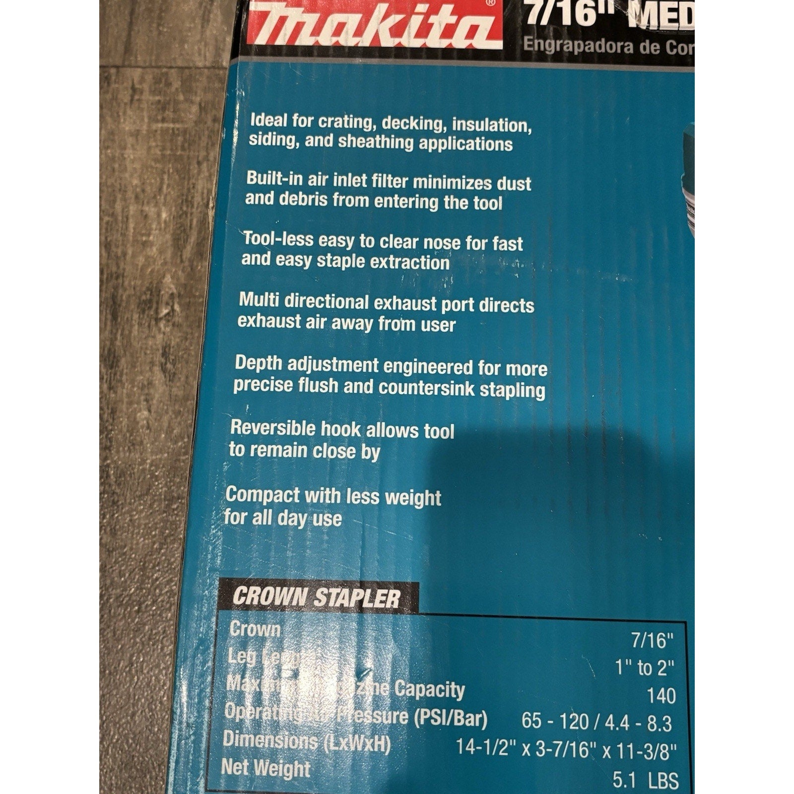 Makita AT1150A 7/16 inch 16 Gauge Crown Stapler