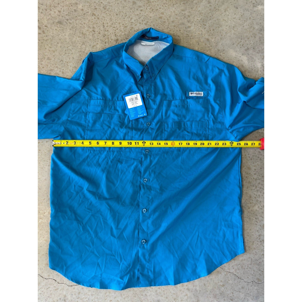Columbia PFG Tamiami Men's XL Blue Short Sleeve Button-Down Polyester Shirt