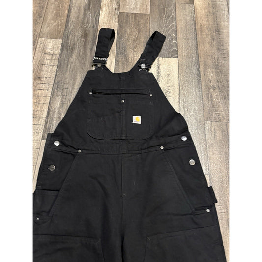 Carhartt Men's Insulated Bib Overalls 3M Thinsulate Black Canvas OR4031-W