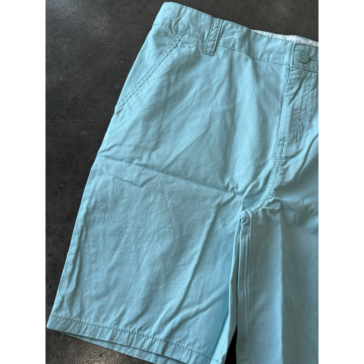Cat & Jack Boys Blue Flat-Front Twill Shorts 16 Husky Adjustable Waist Pockets