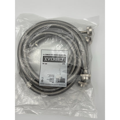 Everbilt 4 ft. Stainless Steel Washing Machine Connector Hoses (2-Pack)- 90* End