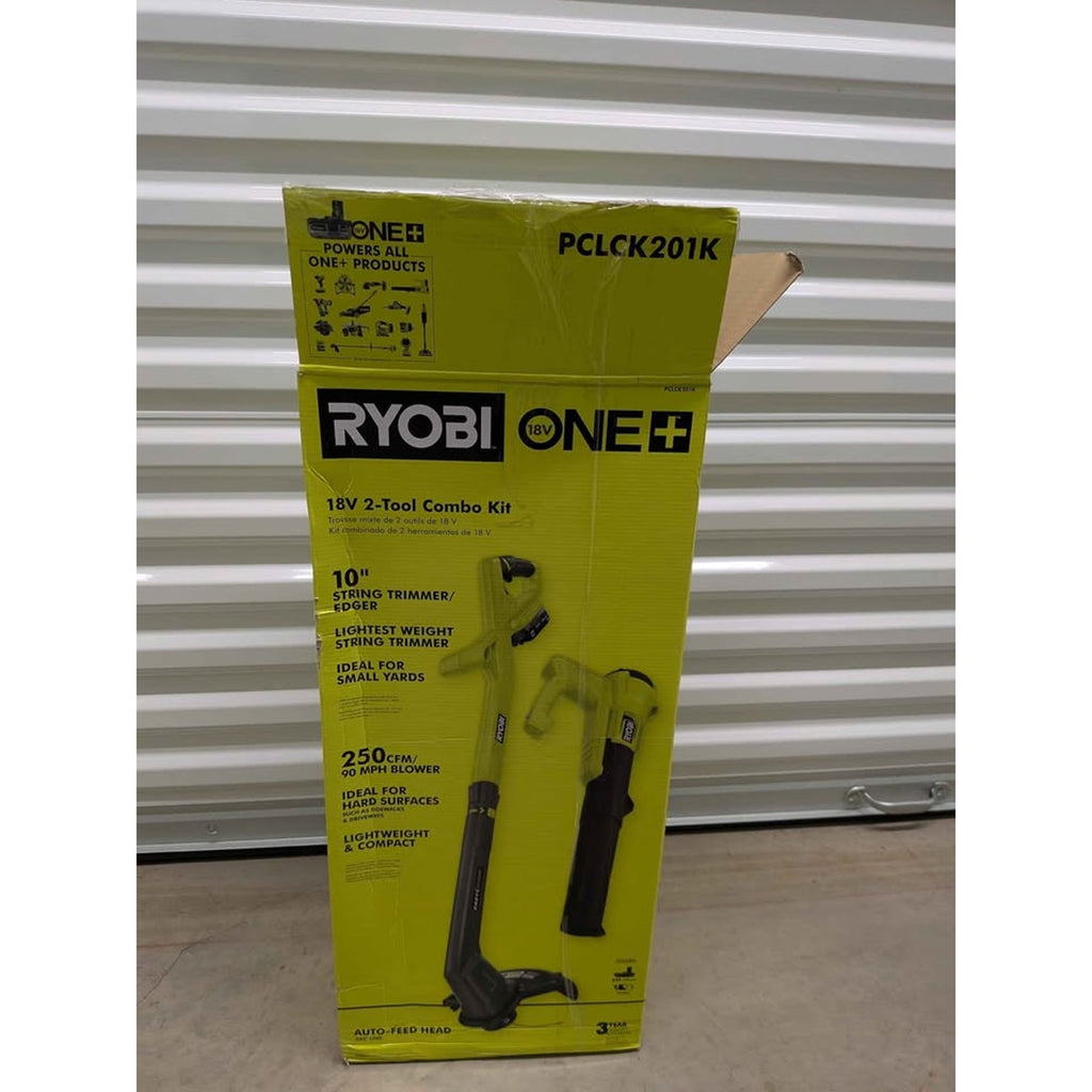 Ryobi ONE+ 18V Cordless String Trimmer/Edger and Blower/Sweeper Combo Kit (2-Tools) with 2.0 Ah Batt
