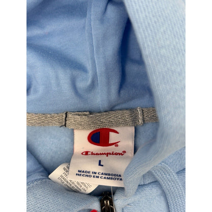 Champion Women's Cropped Hooded Fleece Zip-Up Hoodie - Light Blue Large