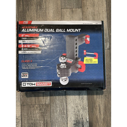TowSmart Class V 12,500lbs. 6" Drop to 6" Rise Adj Trailer Hitch Dual Ball Mount
