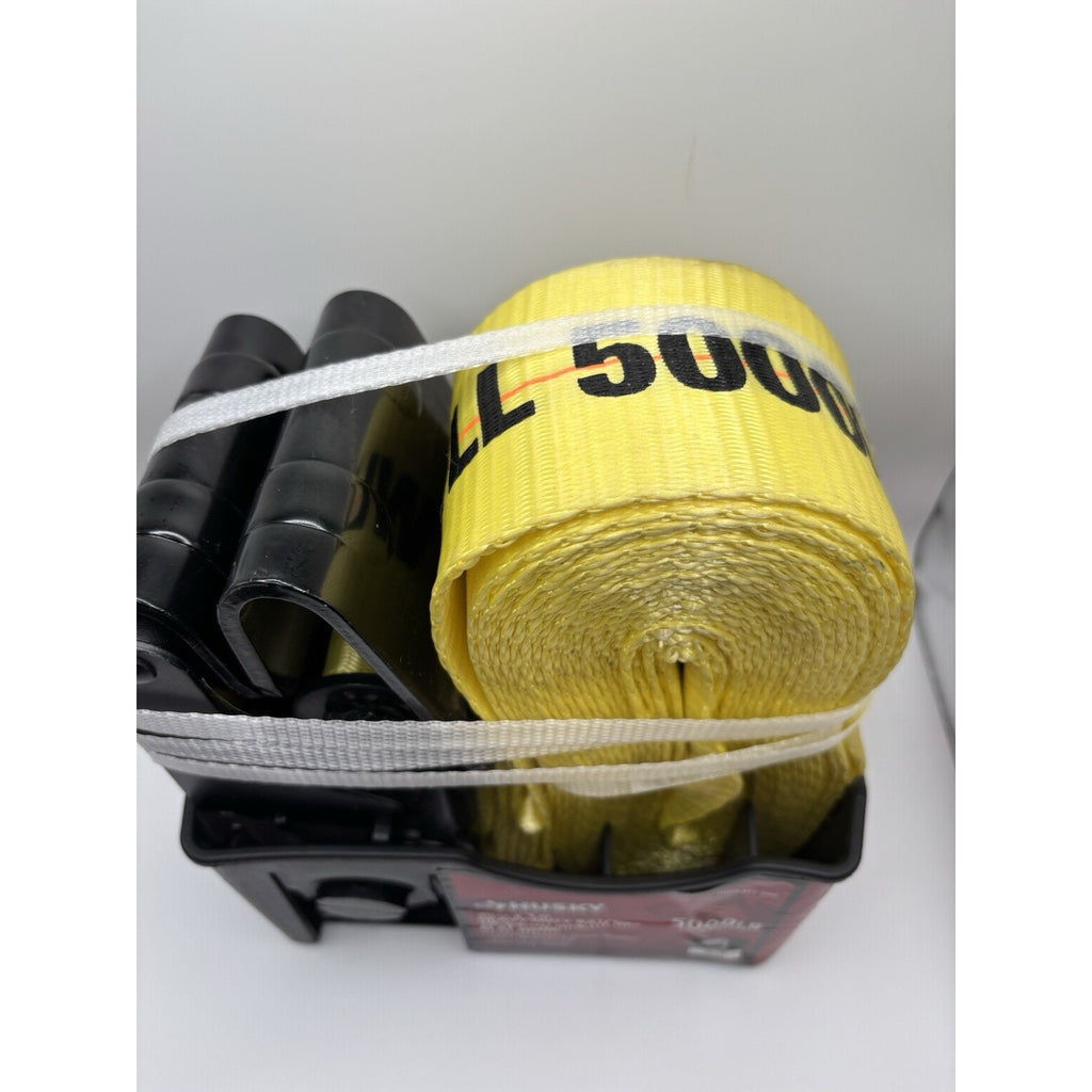 Husky 30 ft. x 3 in. Premium Heavy-Duty Ratchet Tie-Down Strap with Flat Hook