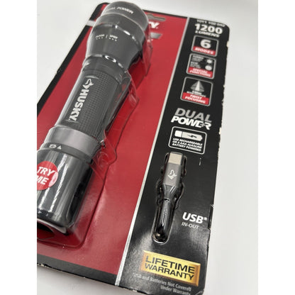 Husky 1200 Lumens Dual Power LED Rechargeable Focusing Flashlight