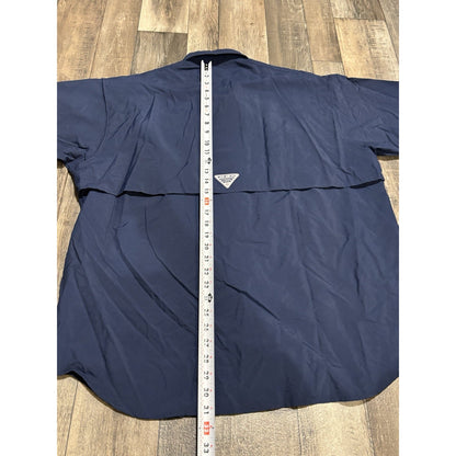 Columbia PFG Bahama Men's Navy Short Sleeve Button-Down Woven Shirt L